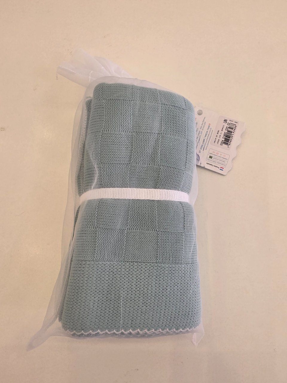 MANTA DE BEBE-VERDE CHA C/ BRANCO-UN