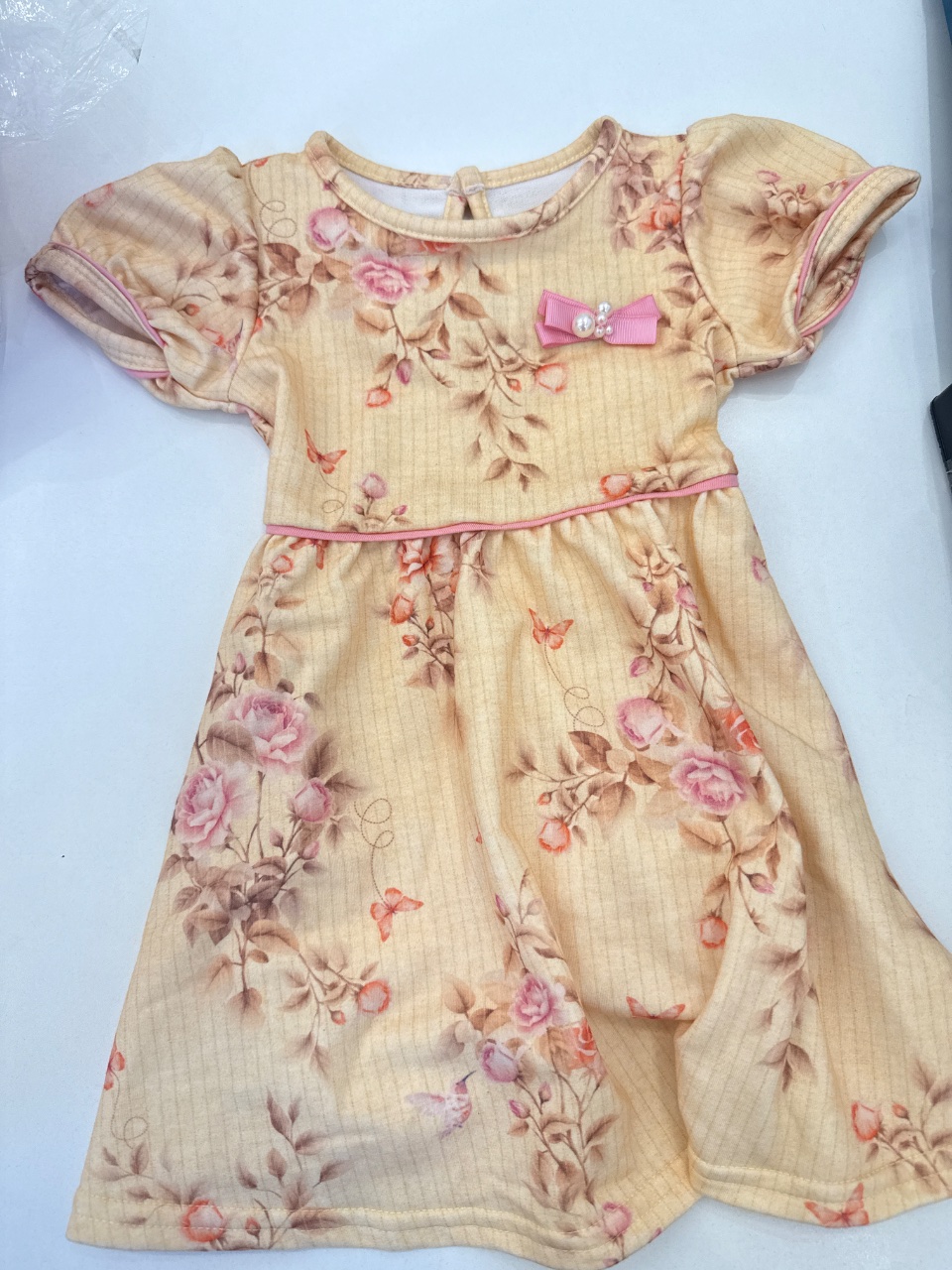 VESTIDO MOLETINHO SOFT S/FELPA 01 FLORES AMARELO